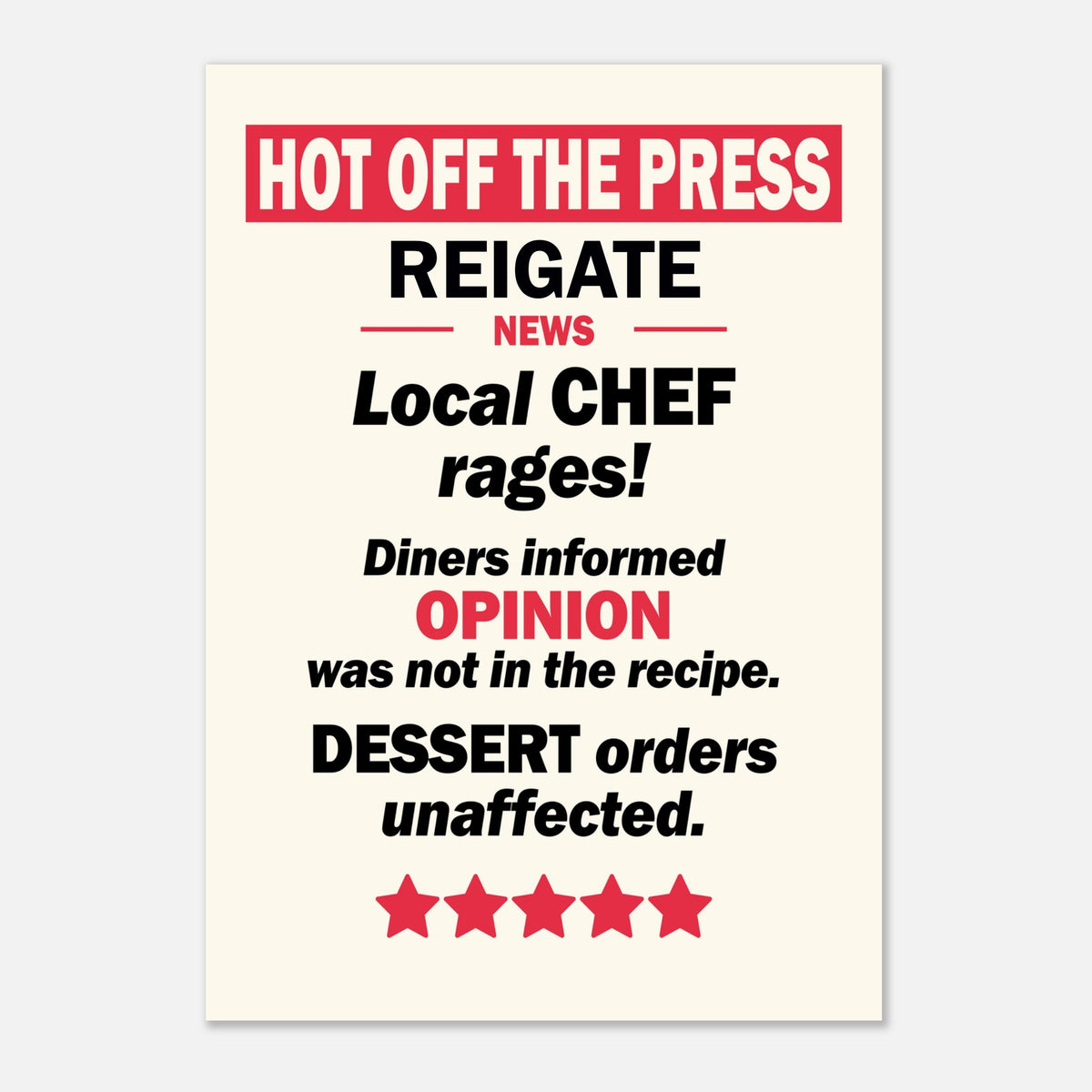 Local Chef Rages - Hot Off The Press — detail view | Timmy Loves Art