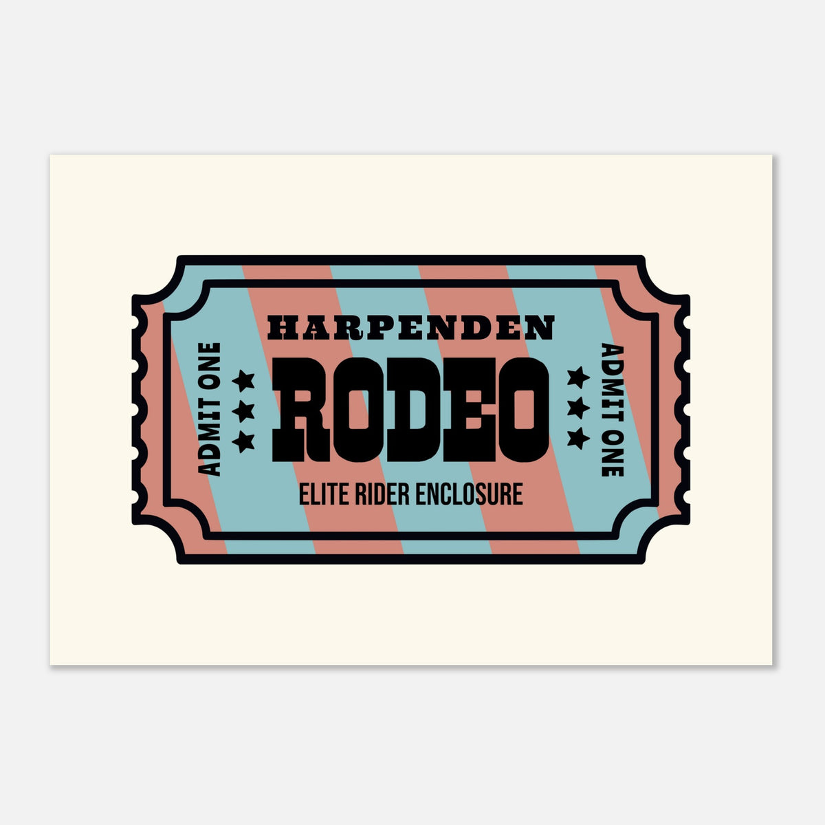 'Your Town' Rodeo - Ticket Stub Print — colour option | Timmy Loves Art