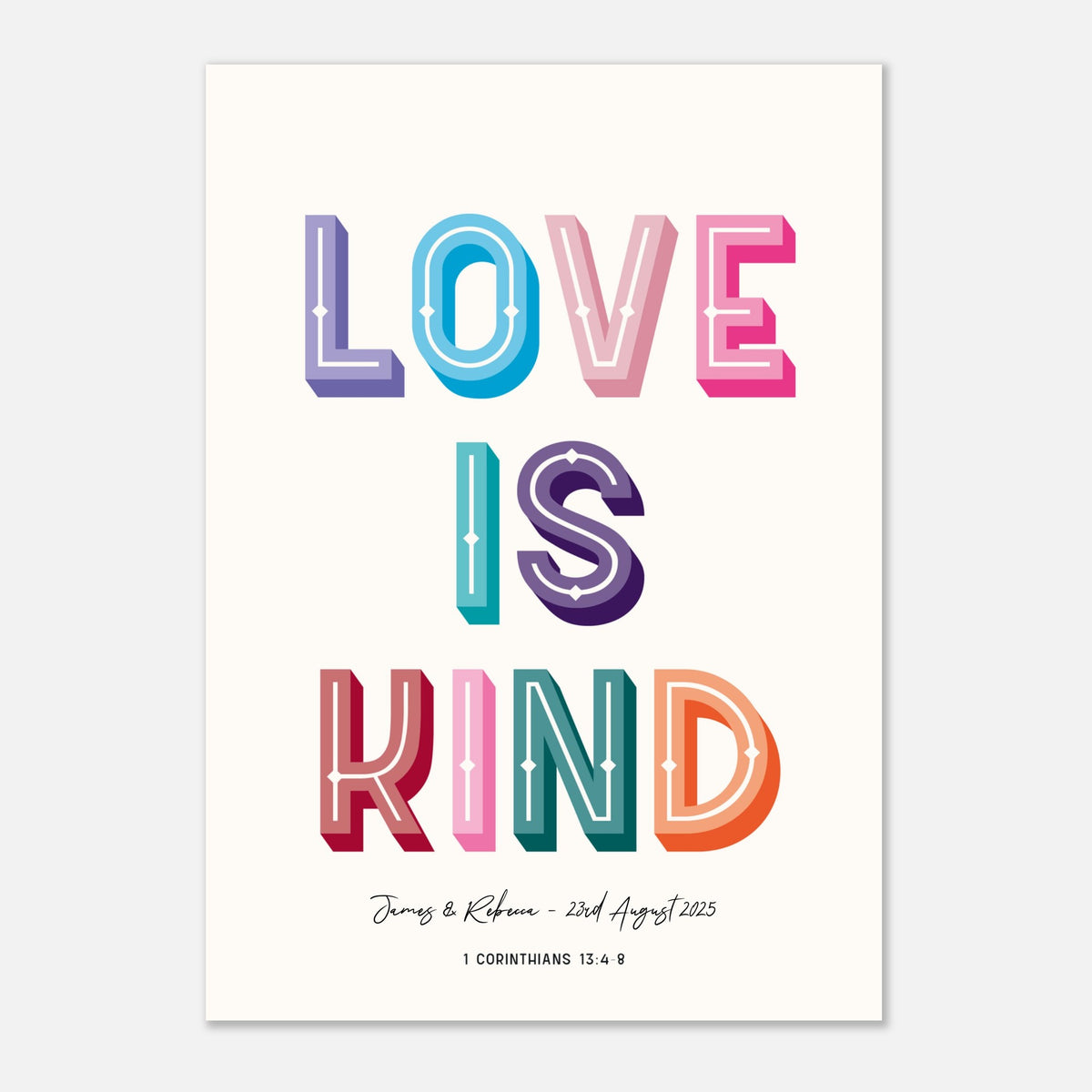 Love Is Kind - Personalised Wedding Art | Wedding Gift