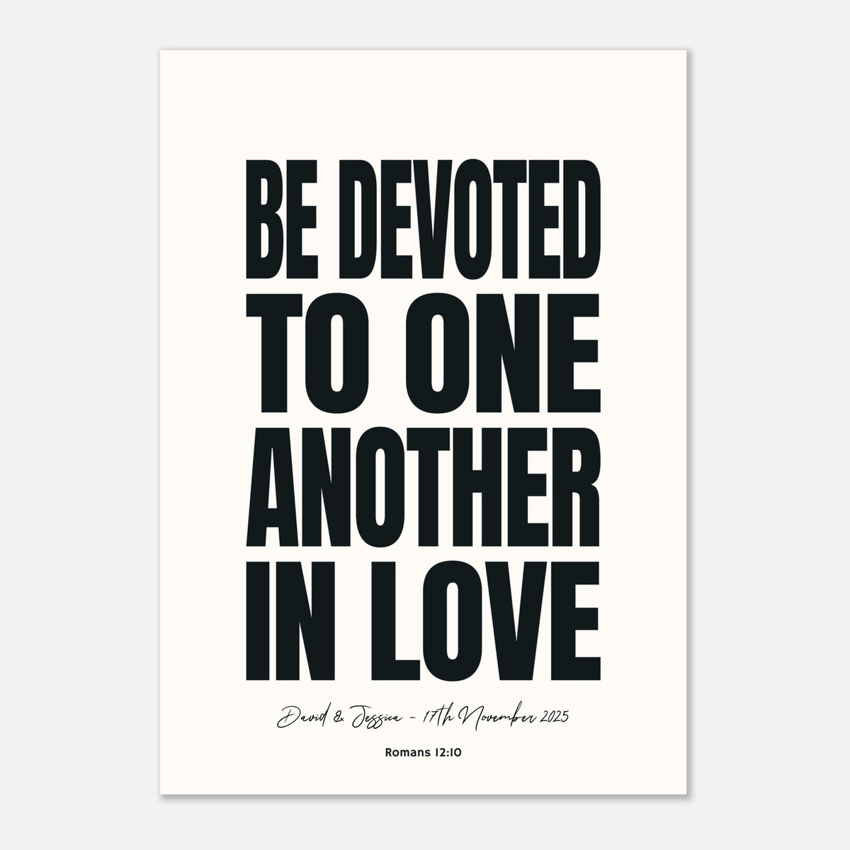 Devoted to One Another in Love - Wedding Art | Romans 12:10