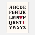 I LOVE YOU - Typography Alphabet Print | Romance Wall Art