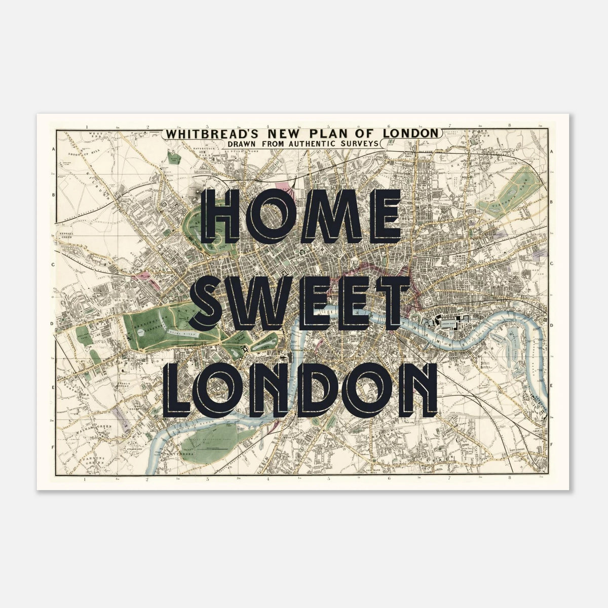 Home Sweet London - Vintage Map Art Print | Destination Wall Art