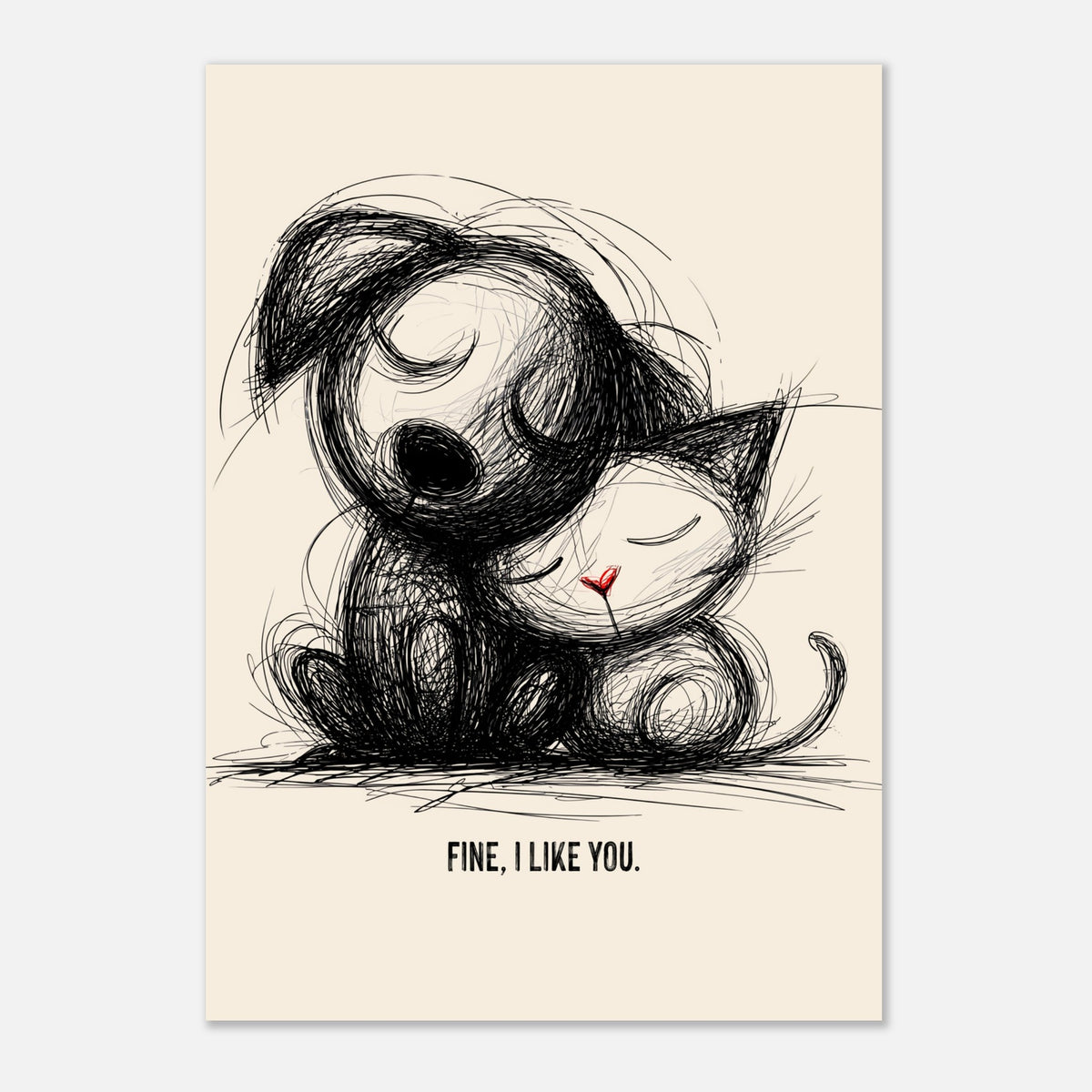 Fine I Like You - Hand Drawn Sketch Style Print | Timmy Loves Art