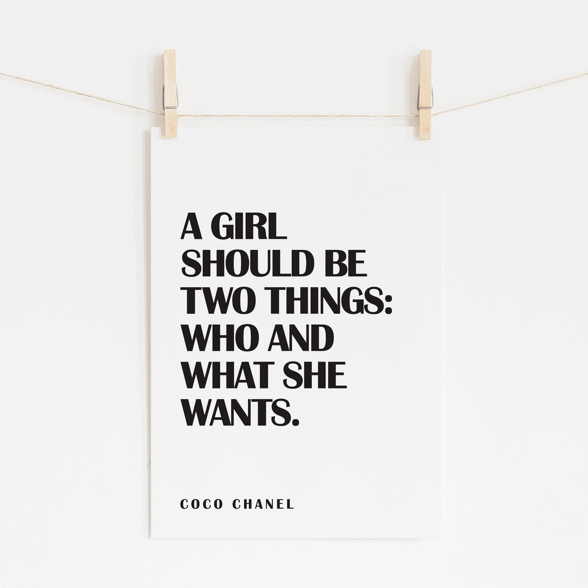COCO CHANEL - Girl Should Be Two Things Quote | Wall Art