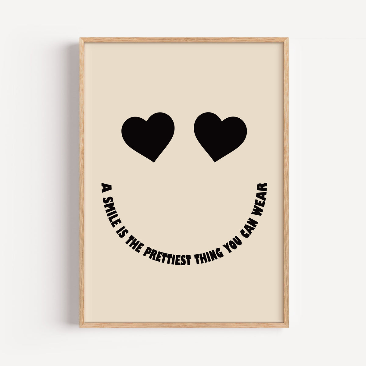 A Smile Is The Prettiest Thing - Heart Eyes Smiley Print | Motivational Wall Art