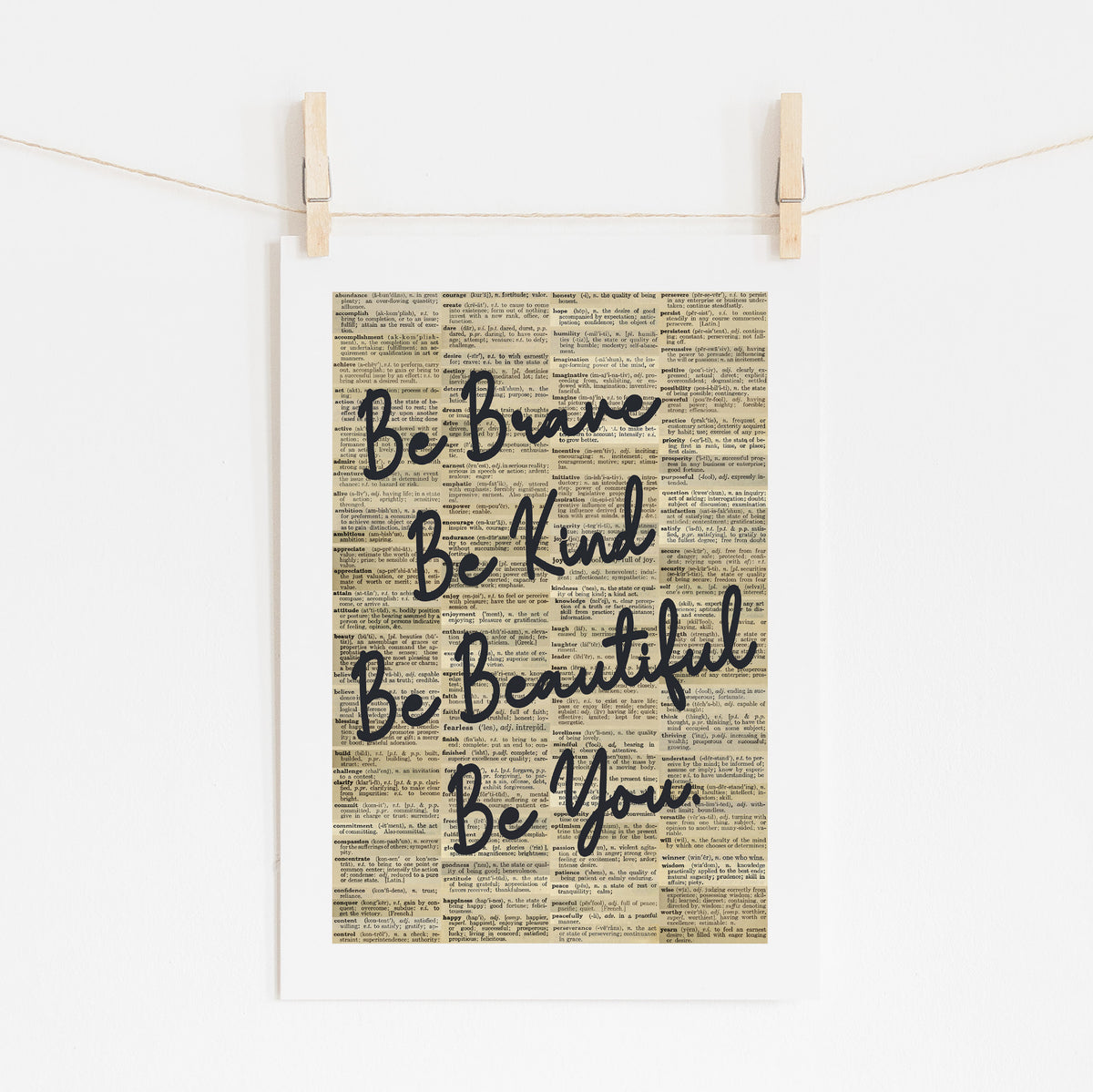 BE YOU - Vintage Dictionary Motivational Art | Wall Decor