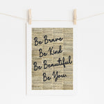 BE YOU - Vintage Dictionary Motivational Art | Wall Decor