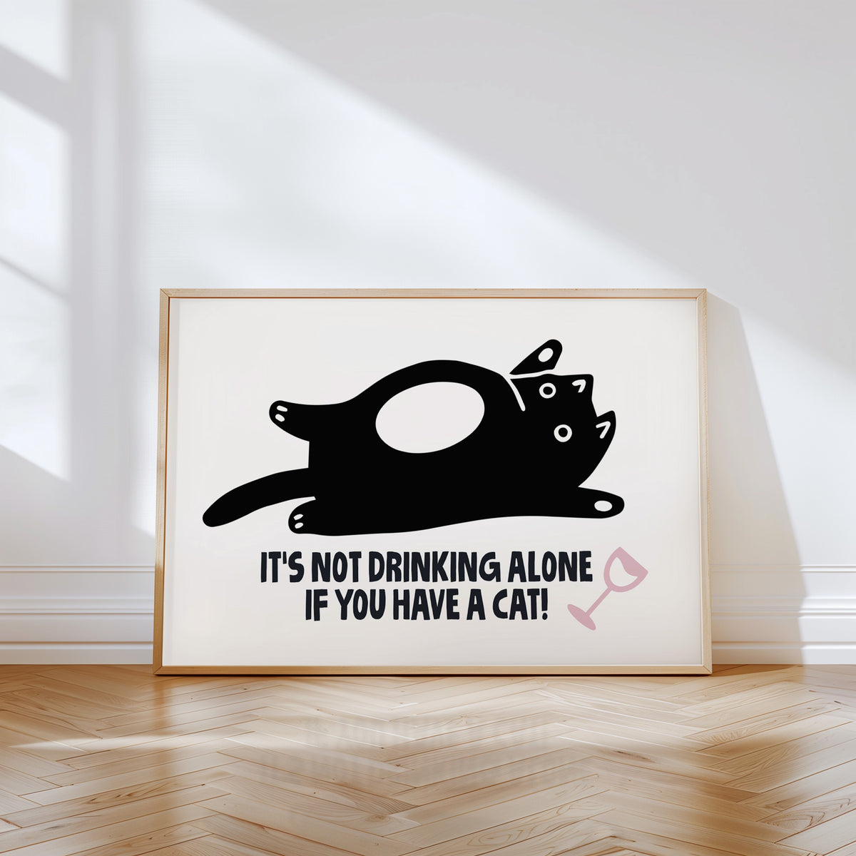 DRINKING ALONE - Cat Lover Print | Pet Wall Art