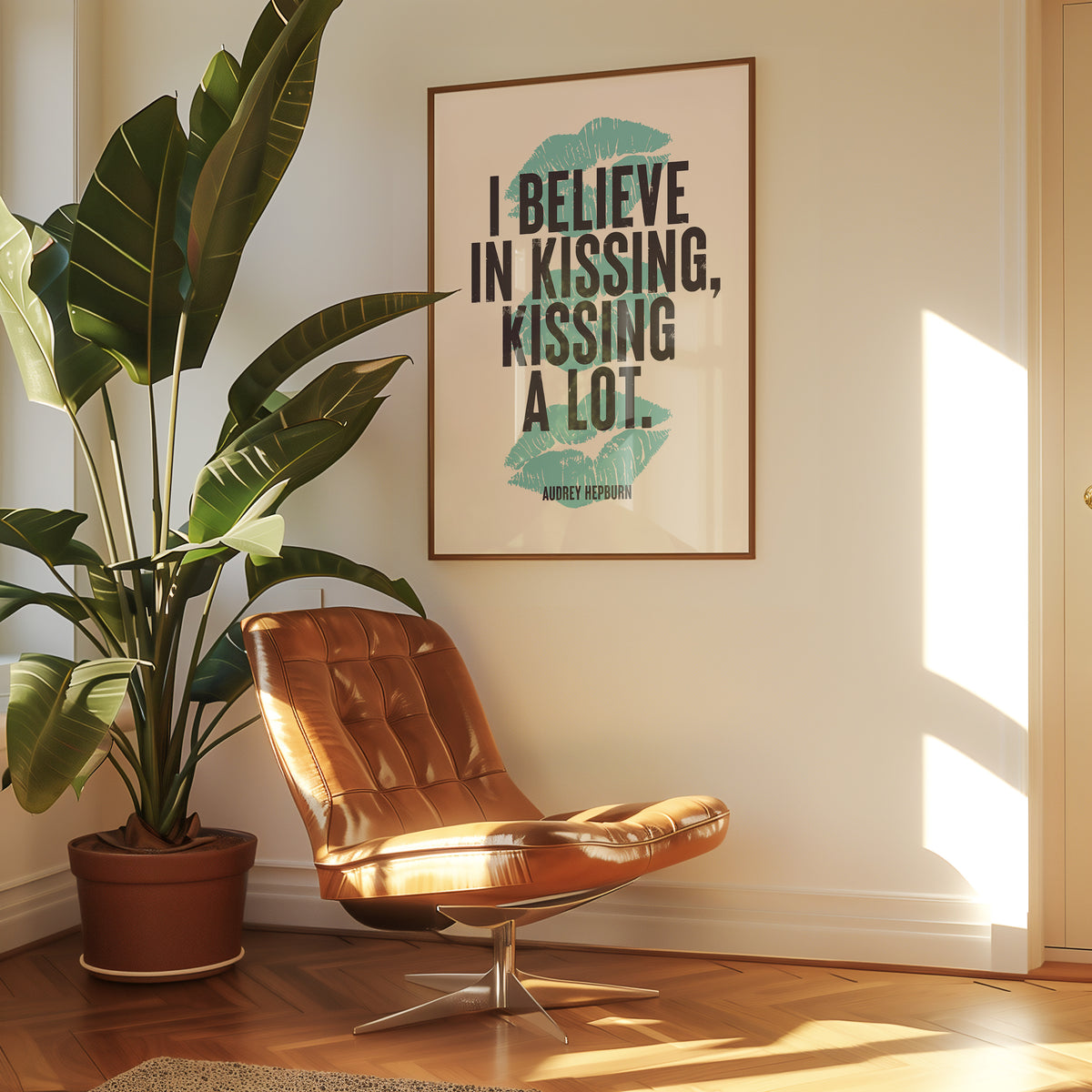 I Believe in Kissing - Audrey Hepburn Quote | Romantic Art