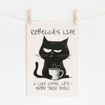 Coffee & Cats - Personalised Gift Print | Wall Art