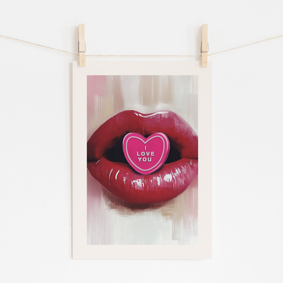 I Love You - Glossy Lips Art Print | Contemporary Decor