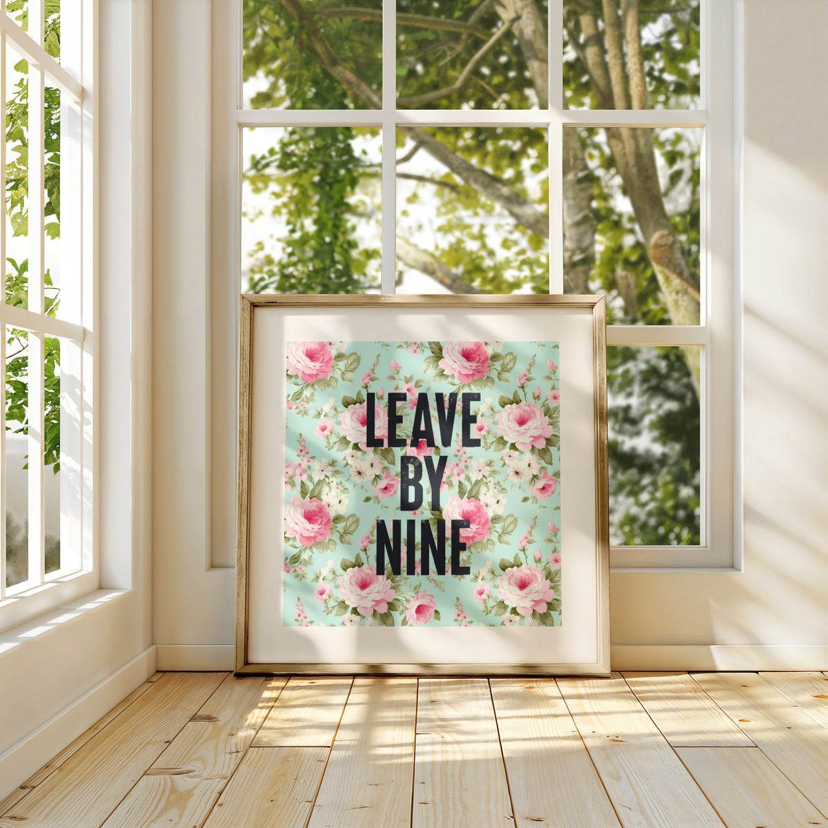 Leave By Nine - Vintage Floral Typography — colour option | Timmy Loves Art