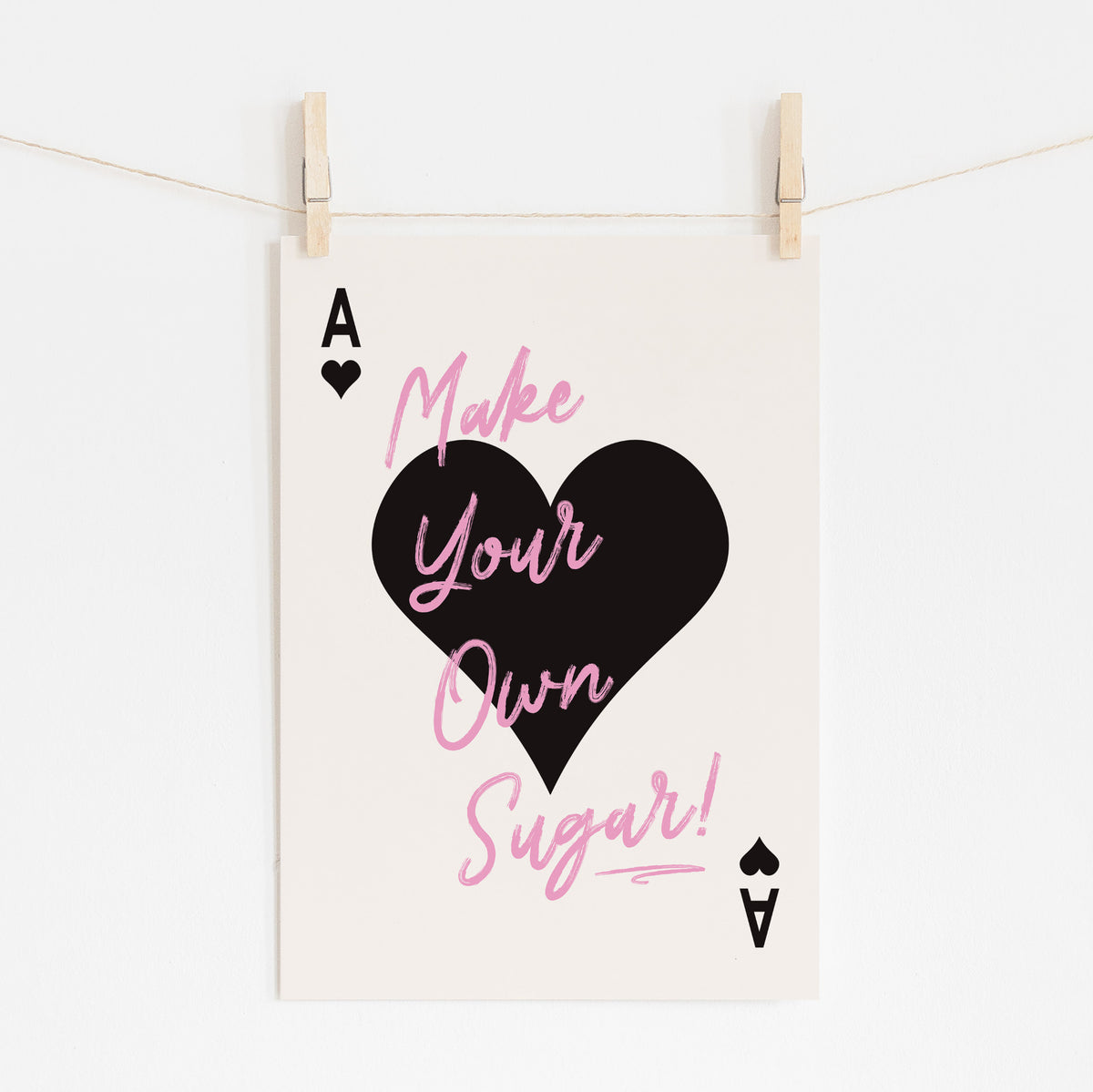Make Your Own Sugar - Retro Ace Hearts Design | Wall Art