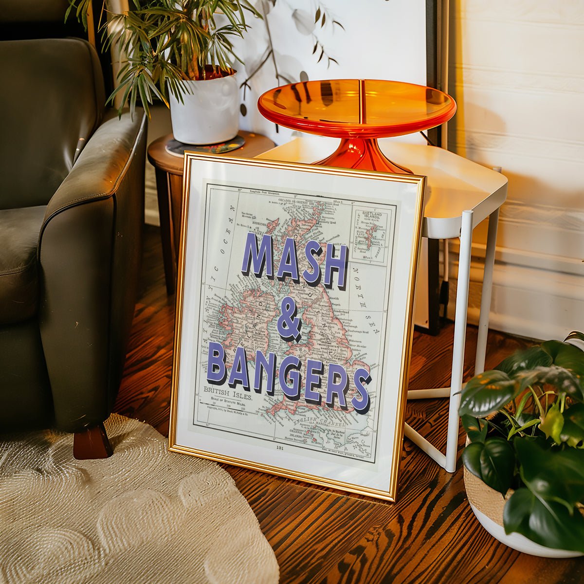 MASH & BANGERS - British Humor on Vintage Map | Wall Art