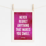 Never Regret - Audrey Hepburn Wisdom Print | Wall Art