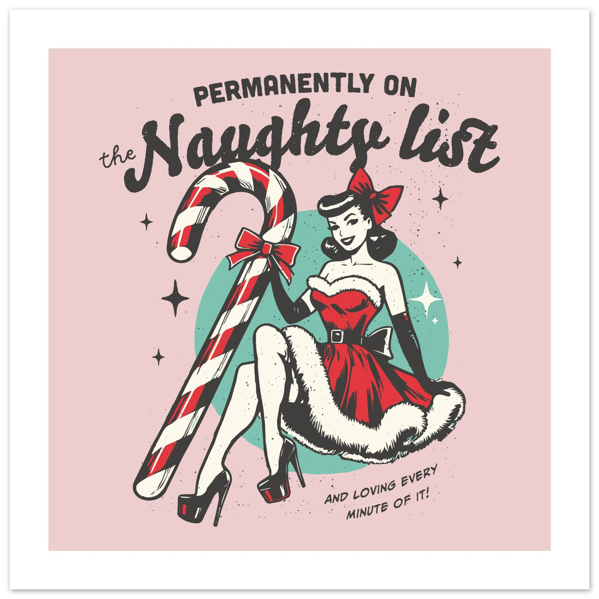 PERMANENTLY ON THE NAUGHTY LIST - Retro Festive Fun | Christmas Art