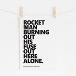 Rocket Man - Elton John Lyric Art | Music Prints