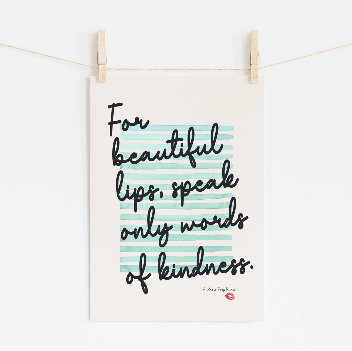 AUDREY HEPBURN - Words Of Kindness Quote | Wall Art