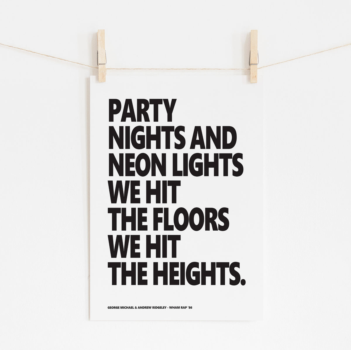 WHAM RAP - Song Lyric Print for 80s Fans | Music Wall Art