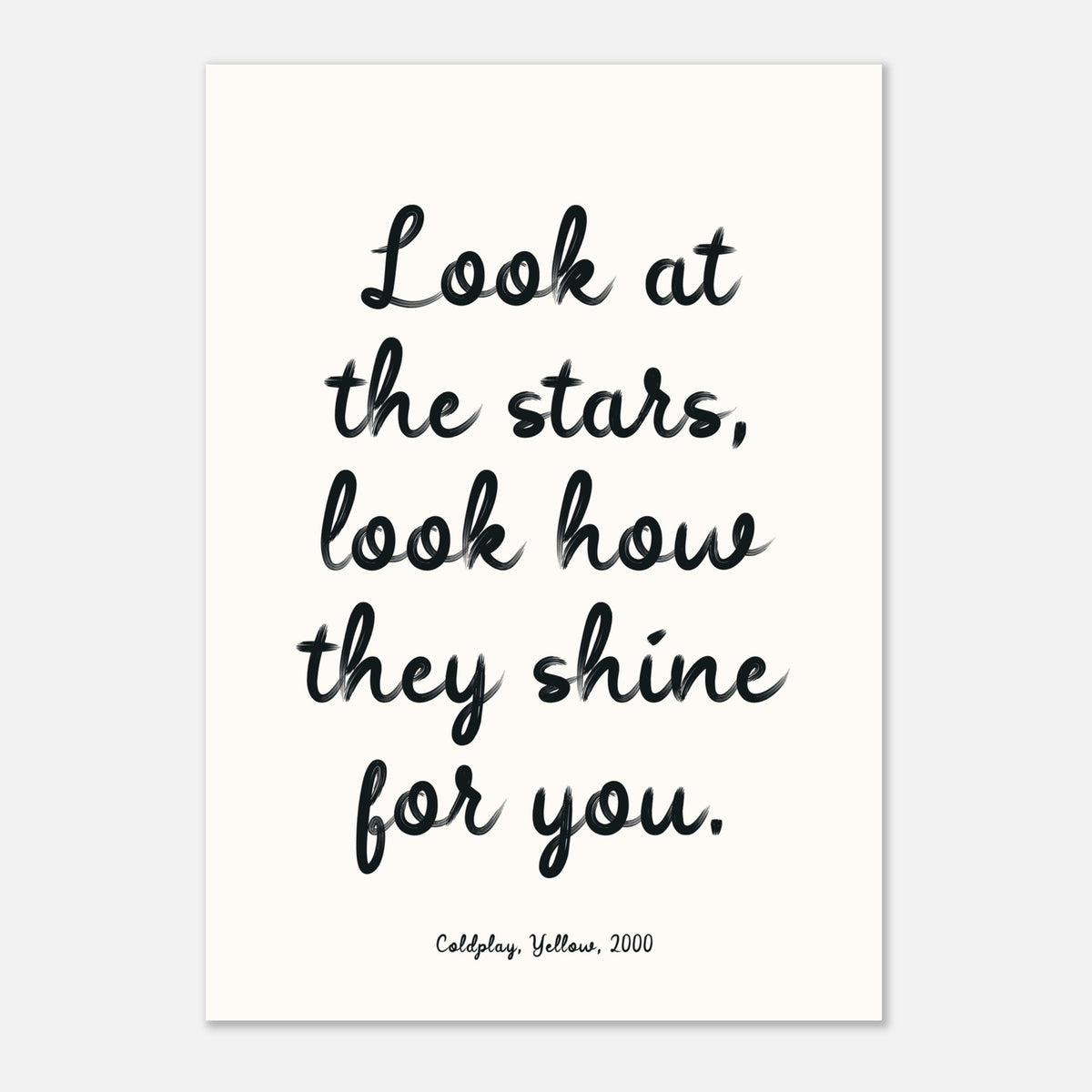 Look At The Stars - Coldplay Yellow Lyric Art | Music Wall Art