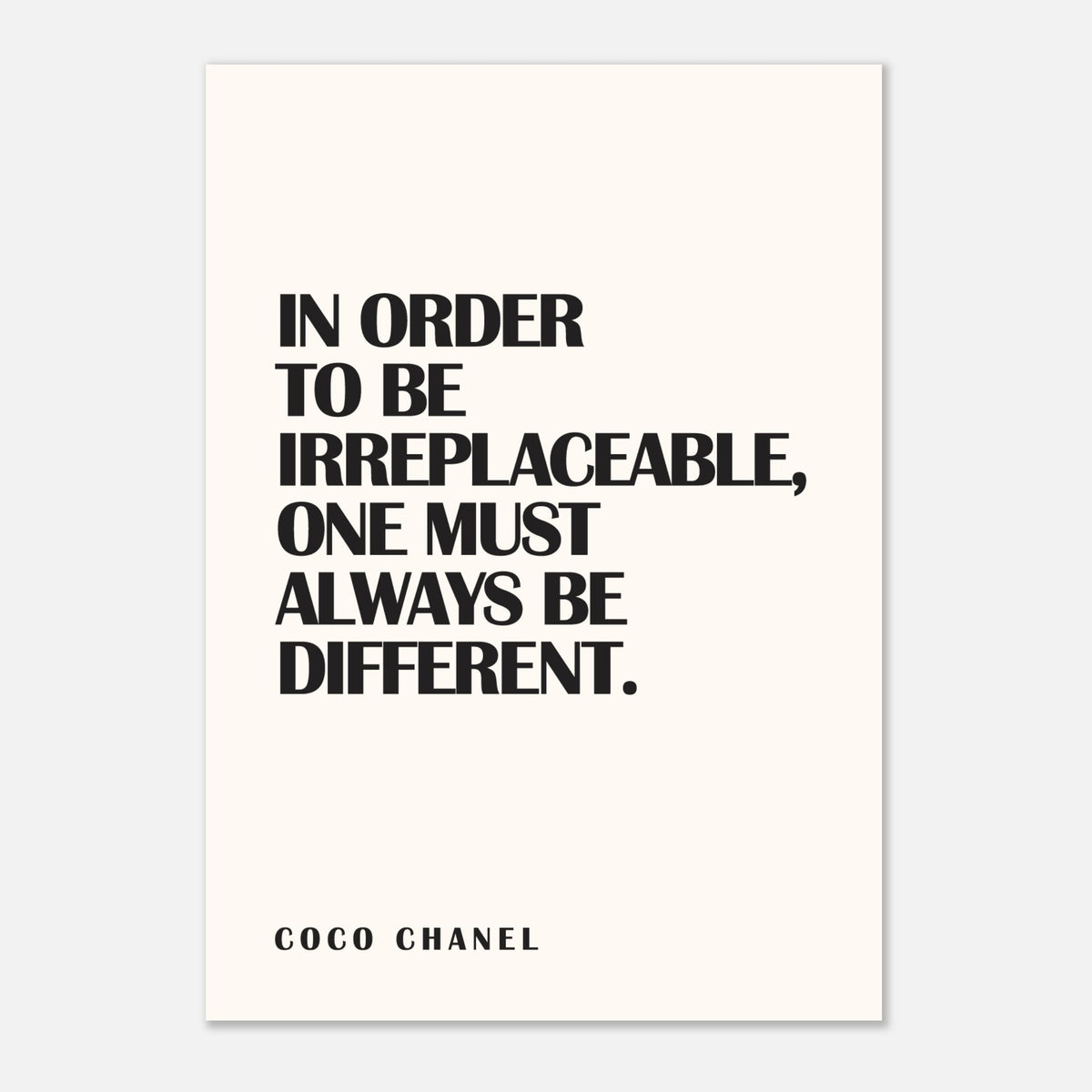 Coco Chanel Always Be Different - Classic Quote Art | Wall Art