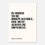 Coco Chanel Always Be Different - Classic Quote Art | Wall Art
