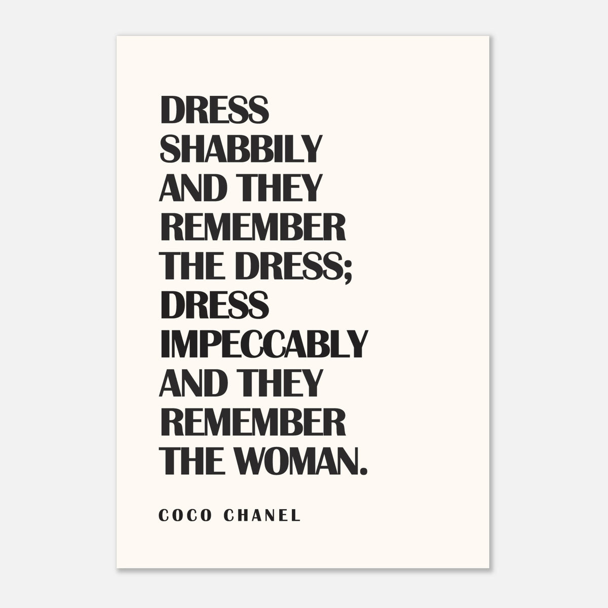 COCO CHANEL - Remember The Woman Quote | Fashion Wall Art