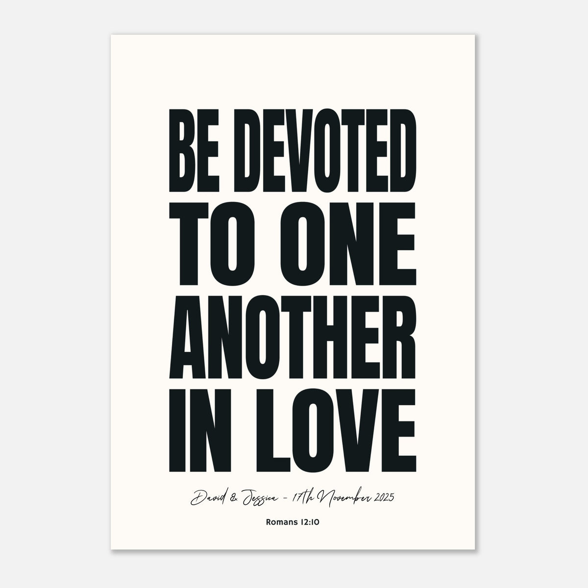 Devoted to One Another in Love - Wedding Art | Romans 12:10