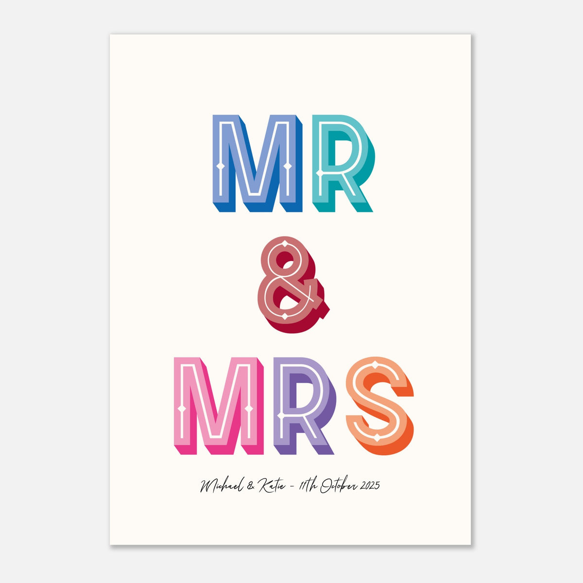 MR & MRS - Personalised Wedding Art | Custom Anniversary Gift