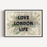 Love London Life - Vintage Map Art Print | Destination Wall Art