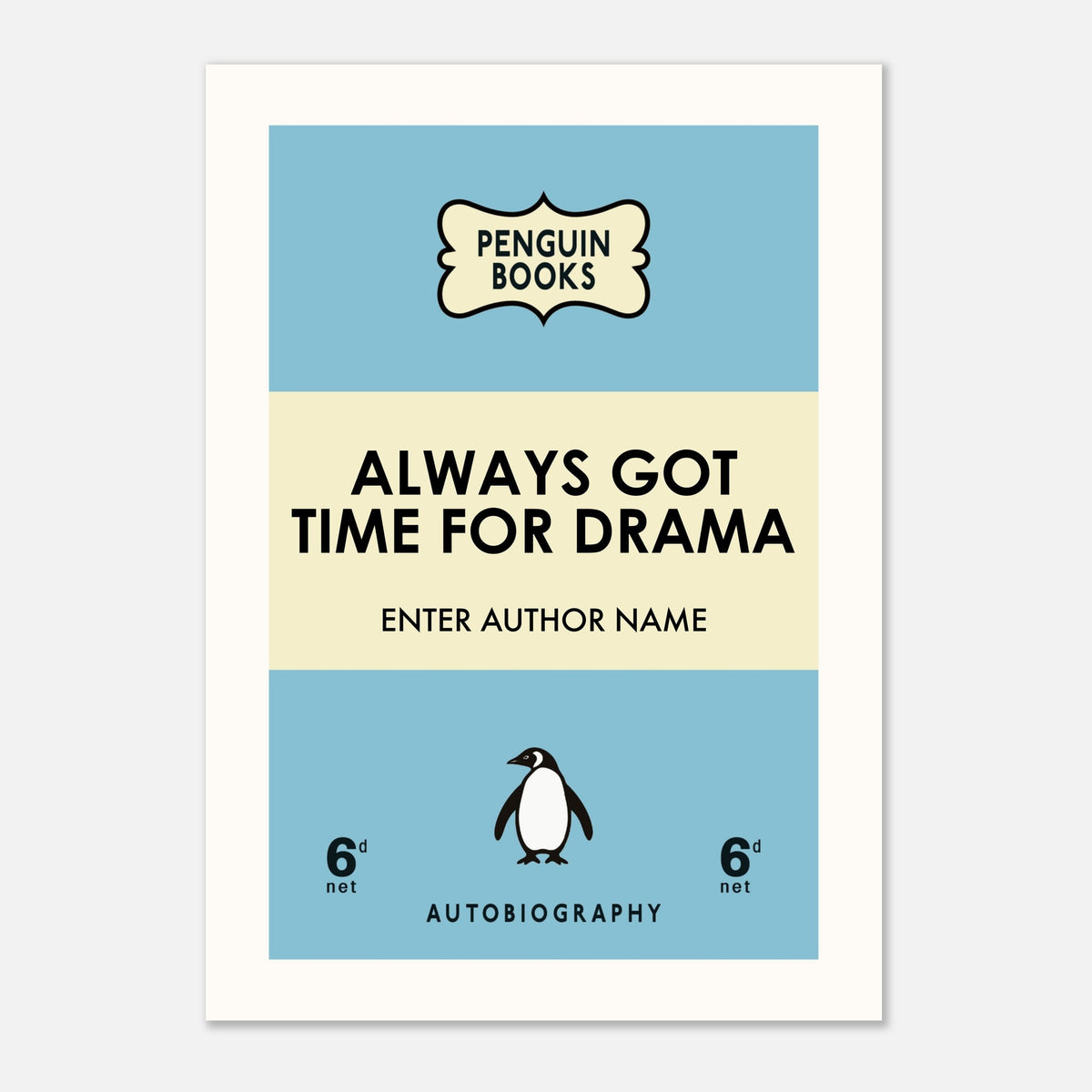 "Customisable penguin book cover print, perfect as a unique gift for PhD graduations."
