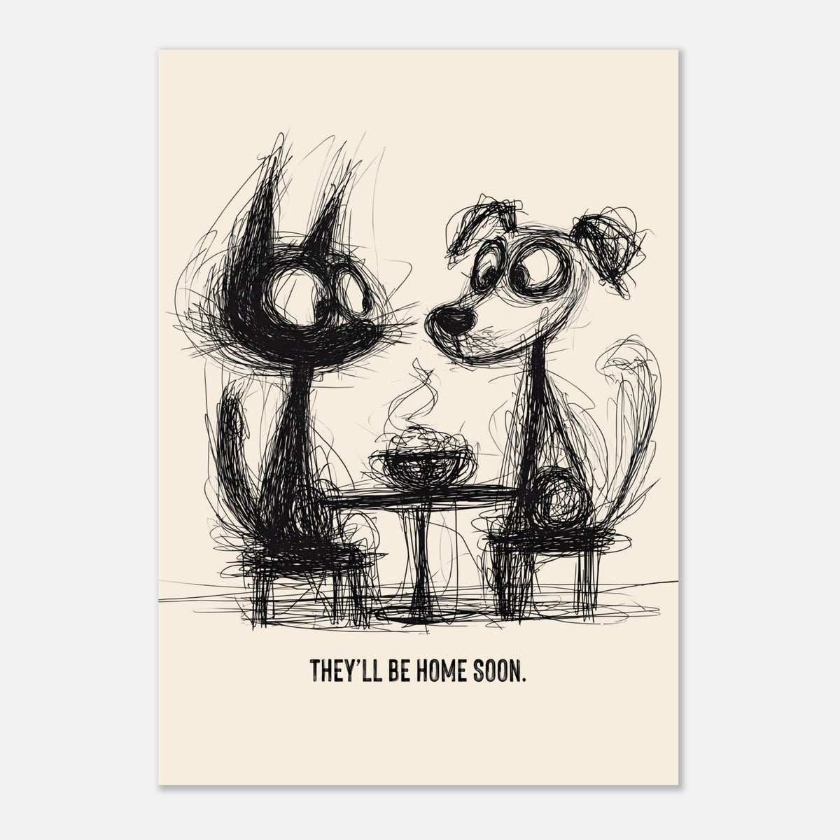 They'll Be Home Soon - Hand Drawn Sketch Style Print — alternate view | Timmy Loves Art