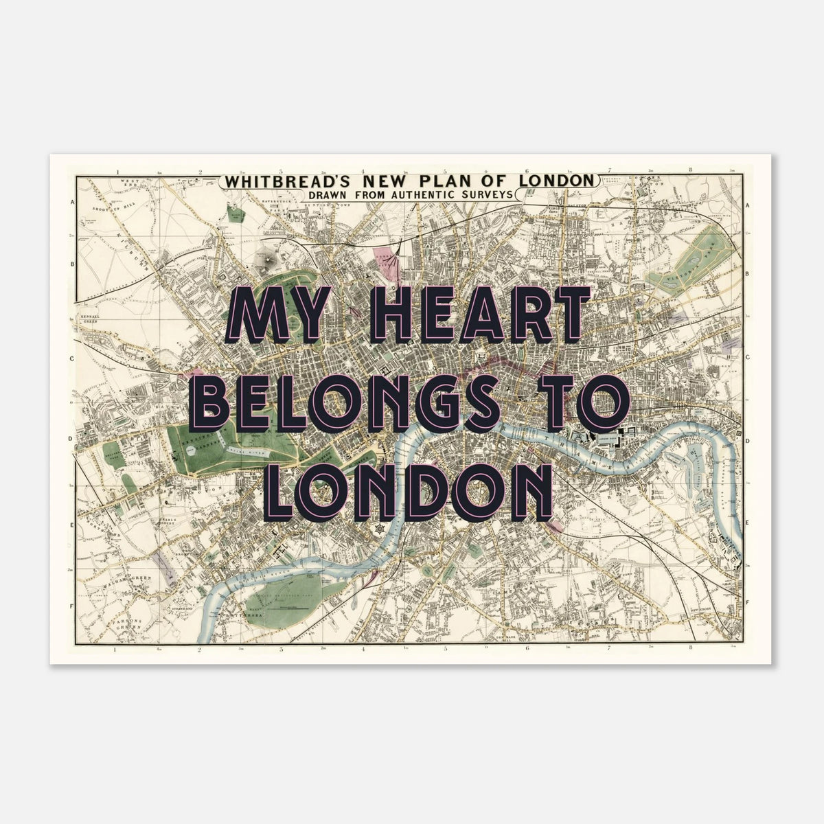 My Heart Belongs To London - Vintage Map Art Print | Destination Wall Art