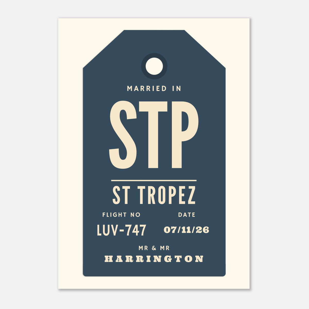 Mr & Mr Married In - Luggage Tag Print — alternate view | Timmy Loves Art