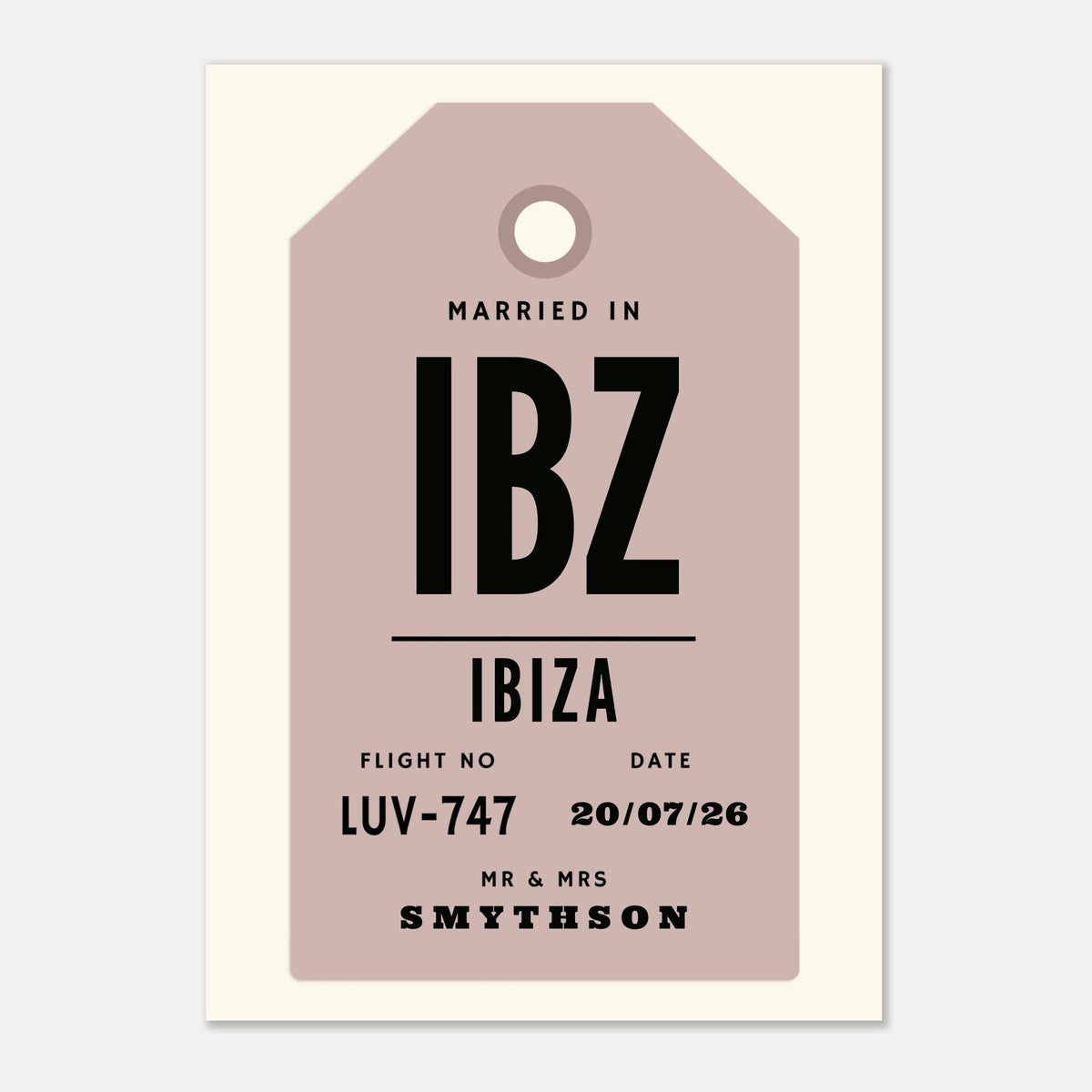 Mr & Mrs Married In - Luggage Tag Print — alternate view | Timmy Loves Art