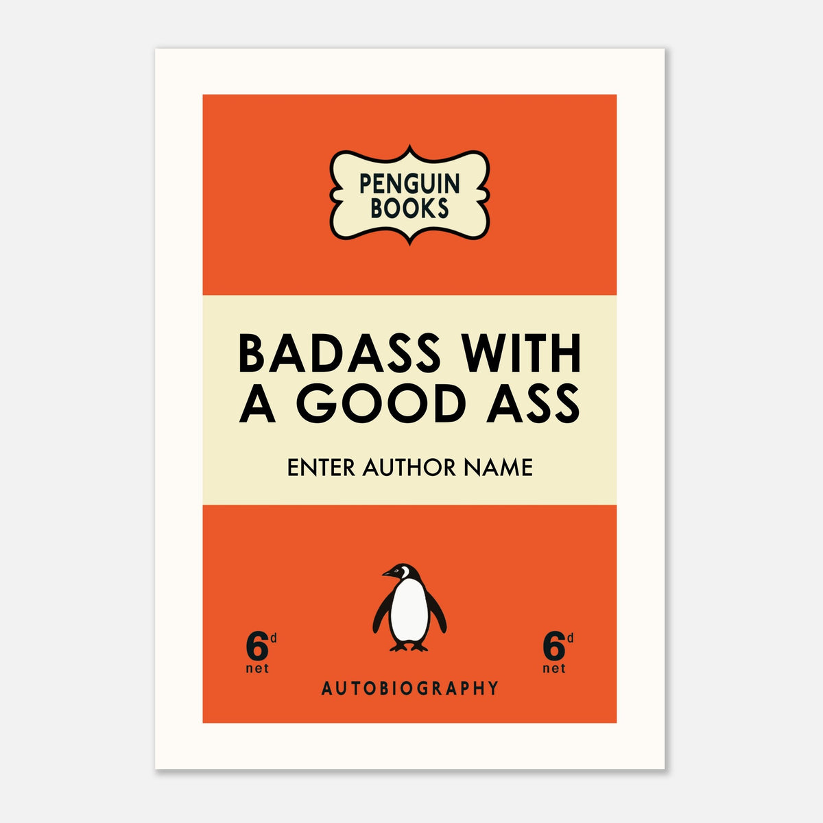 "Customisable Penguin book cover print, perfect as a personalised gift for PhD graduates."
