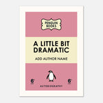 "Personalized art print inspired by classic Penguin book covers, customizable with author's name and color."