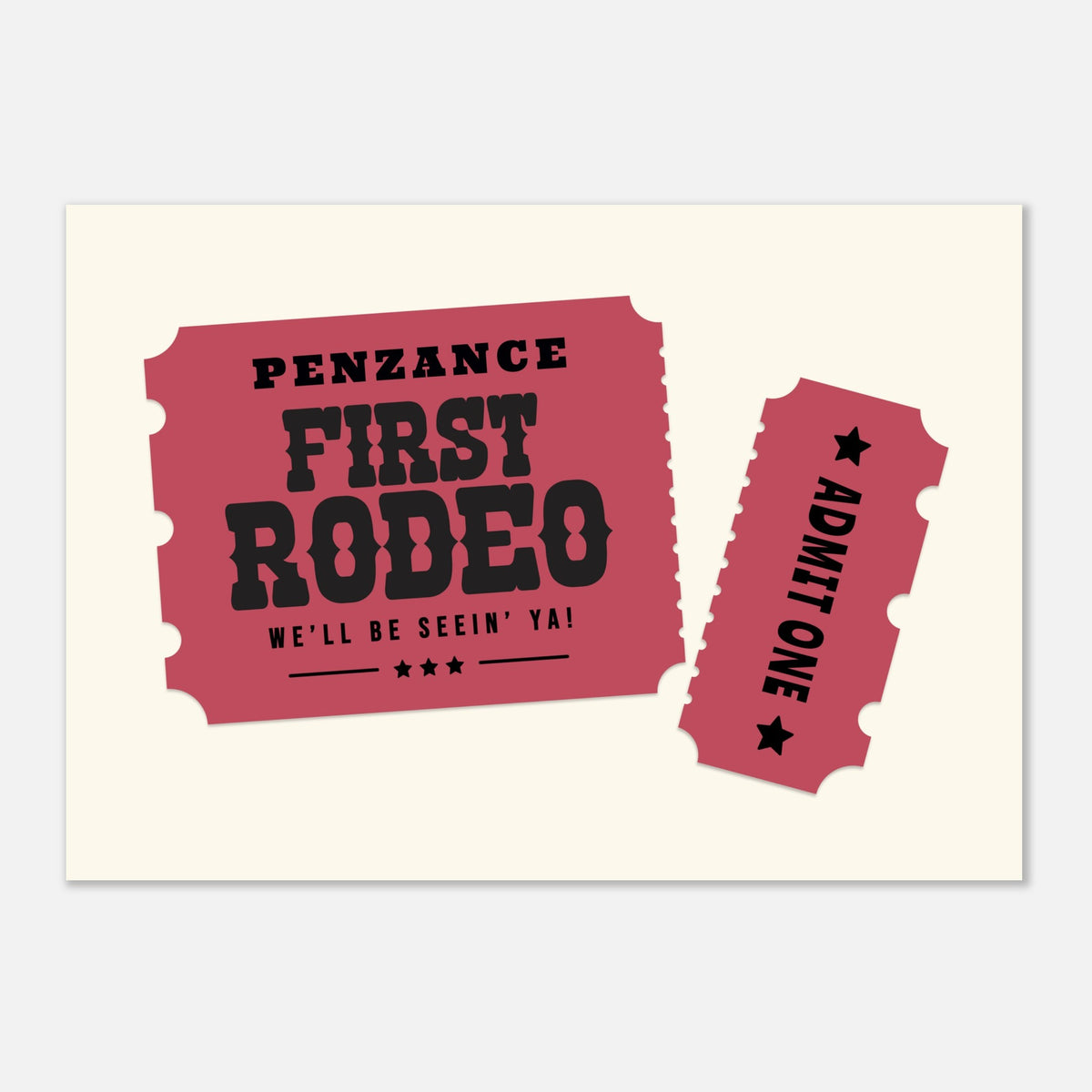 'Your Town' First Rodeo - Ticket Stub Print — colour option | Timmy Loves Art