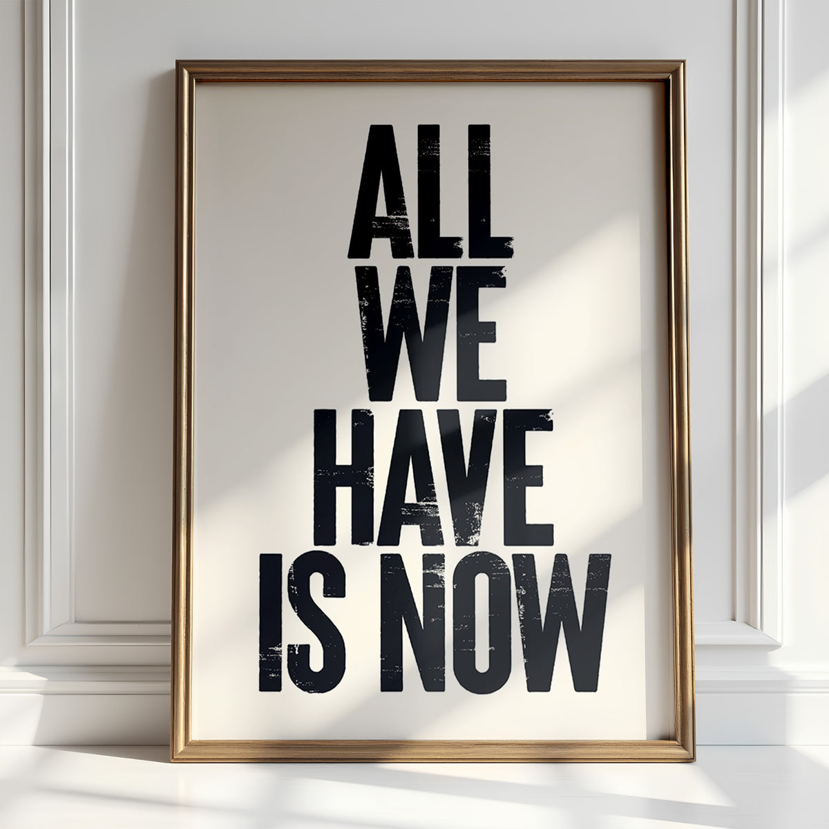 "High-quality matte art print with the inspirational quote 'Breathe it in. Be here. Let it be enough.'"