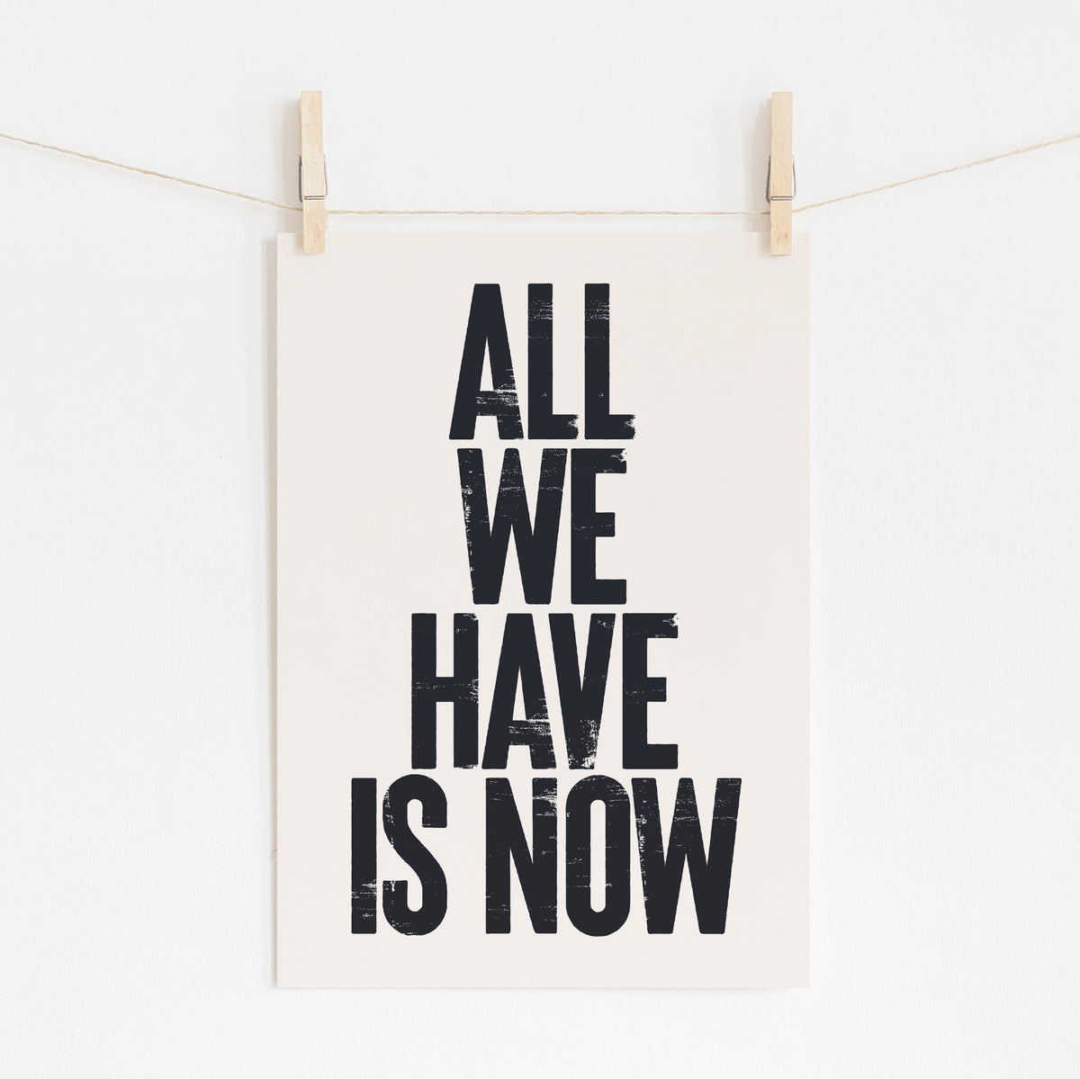 "High-quality matte art print with the inspirational quote 'Breathe it in. Be here. Let it be enough.'"