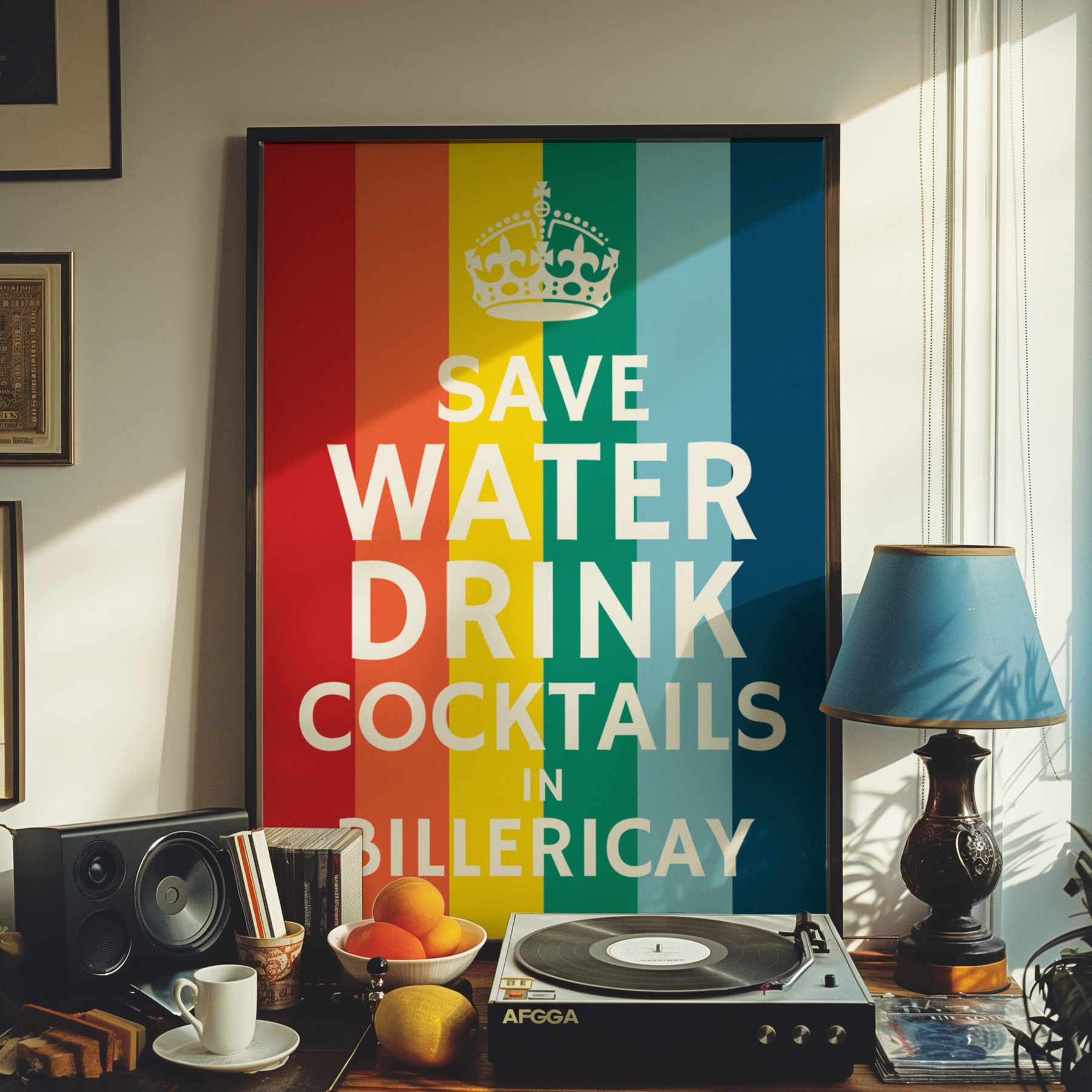 DRINK COCKTAILS IN YOUR TOWN - Personalised Wall Art Print– timmy loves art