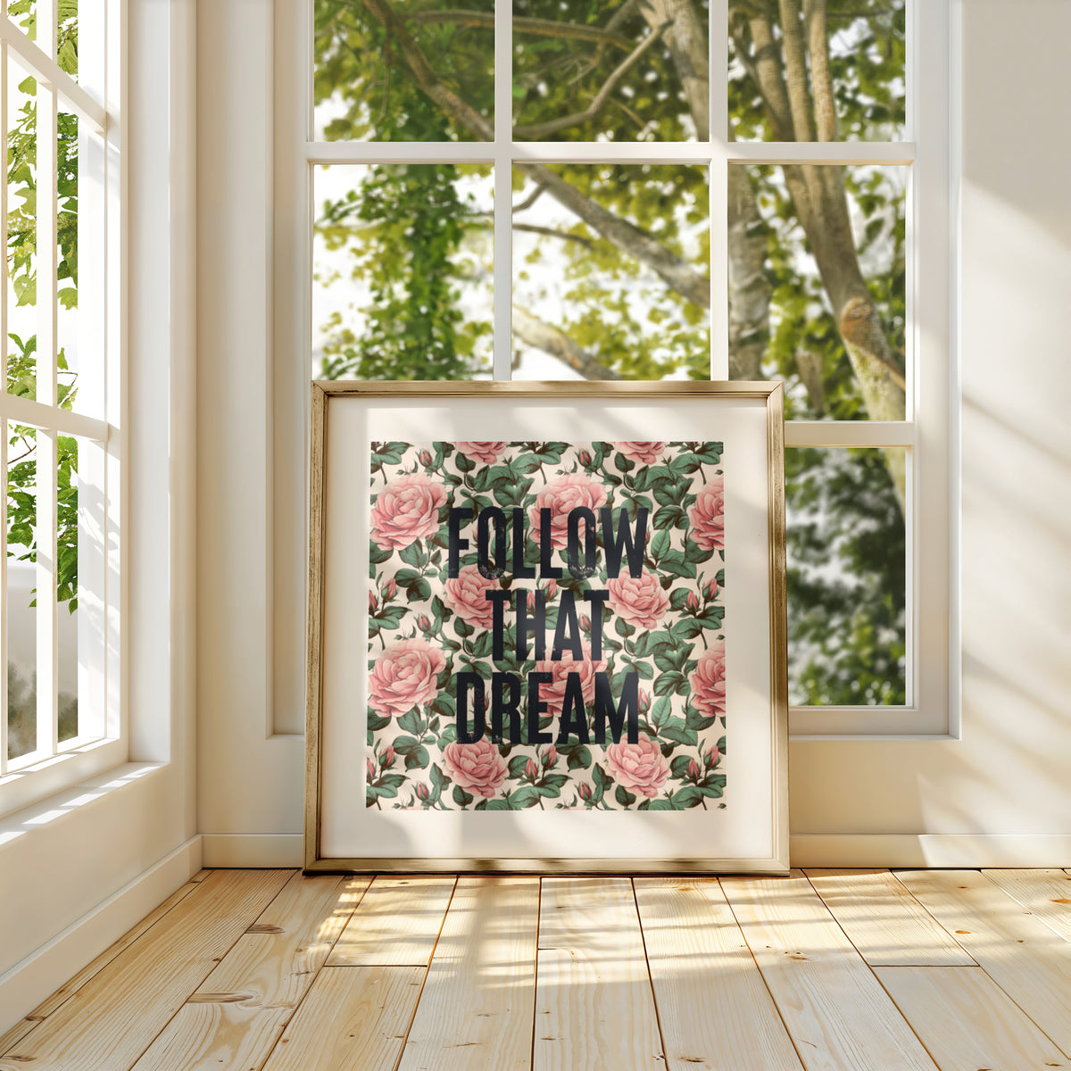 Follow That Dream - Vintage Floral Hallway Art | Motivational