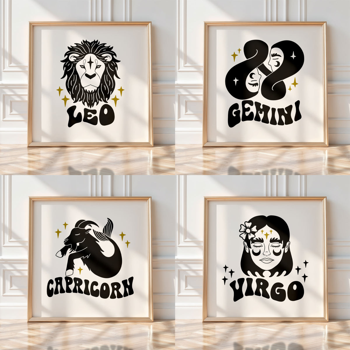 Groovy Astrology - 70'S Style Hand-Drawn Print | Zodiac Star Sign Wall Art