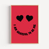 I Am Grateful To Be Me - Heart Eyes Smiley Print | Motivational Wall Art