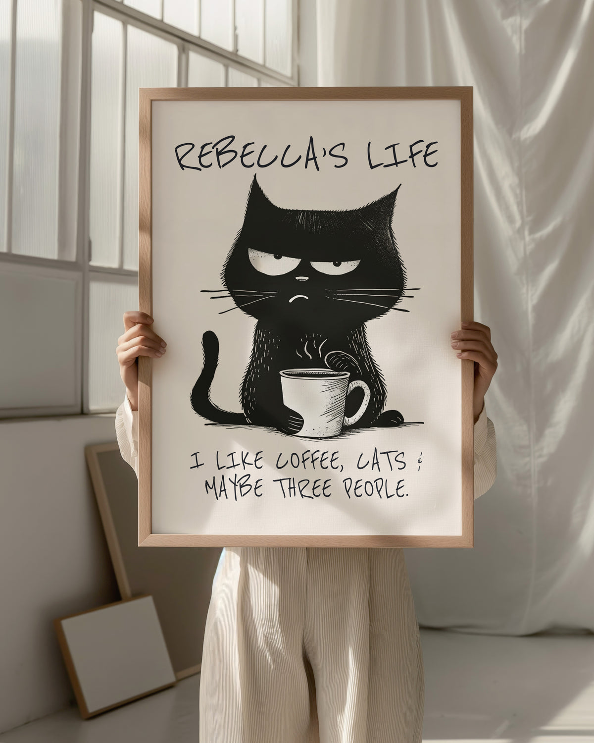 I LIKE COFFEE, CATS & MAYBE THREE PEOPLE - Personalised Print