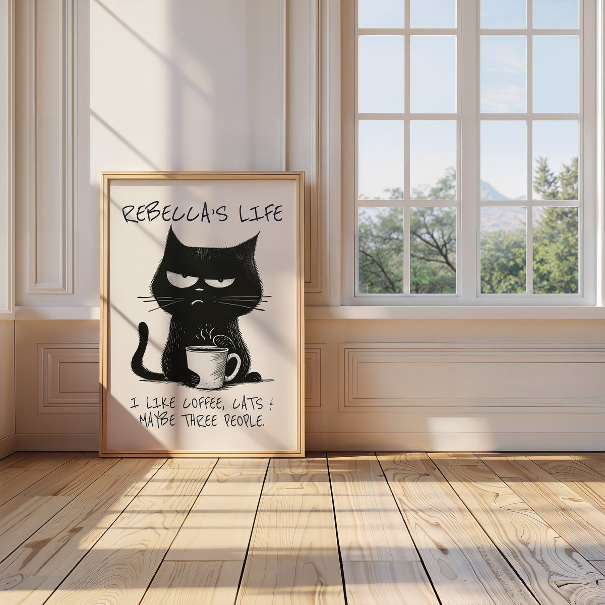 I LIKE COFFEE, CATS & MAYBE THREE PEOPLE - Personalised Print