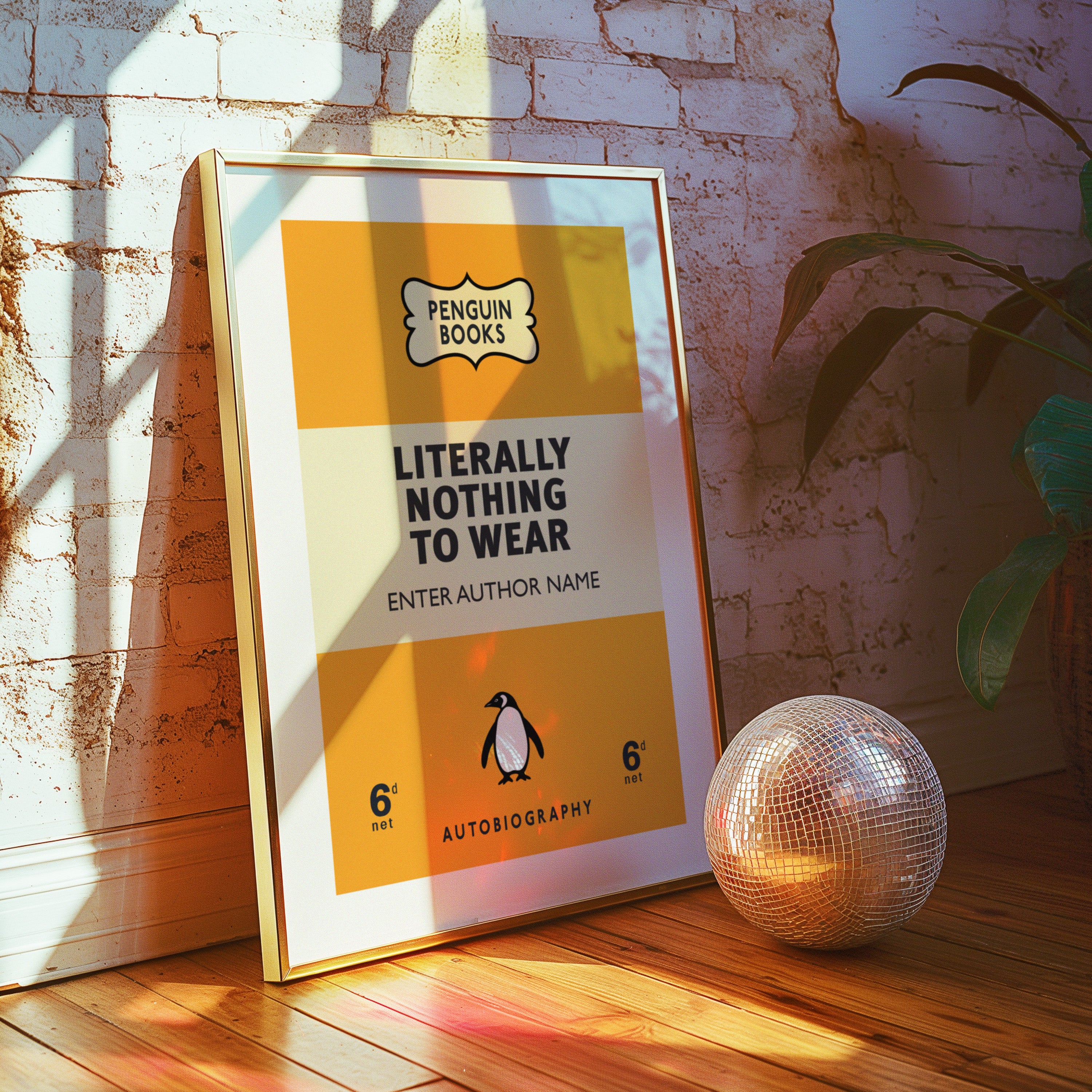 LITERALLY NOTHING TO WEAR Personalised Penguin Book Cover Wall Art ...
