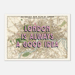 Close-up of detailed London streets and typography in A2 size, ideal for gallery walls