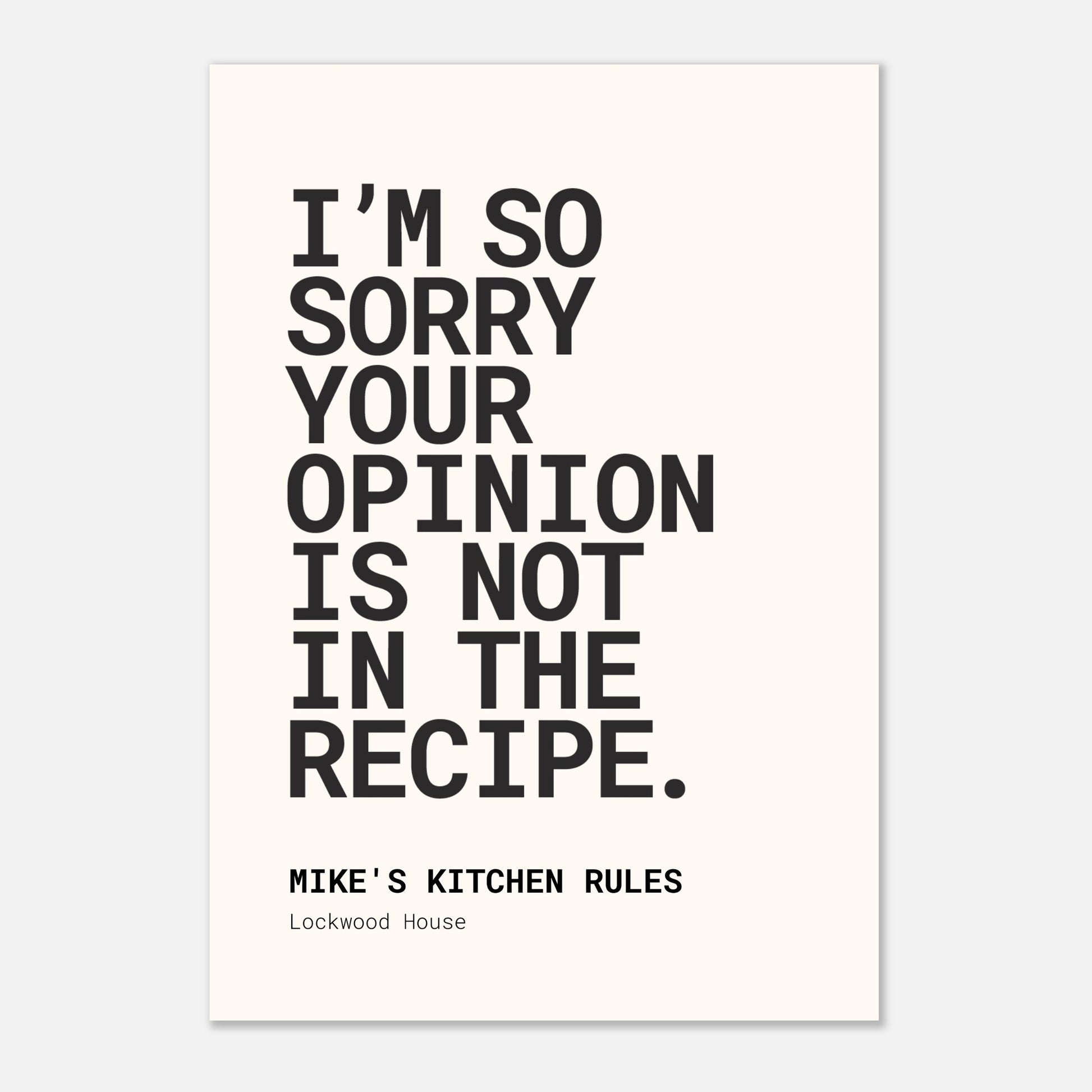 NOT IN THE RECIPE - PERSONALISED PRINT