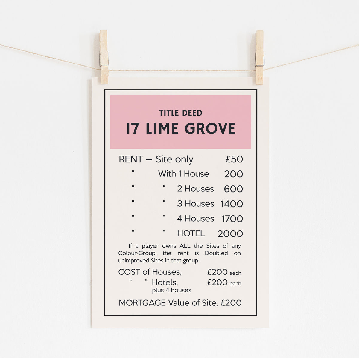 PERSONALISED MONOPOLY - Title Deed